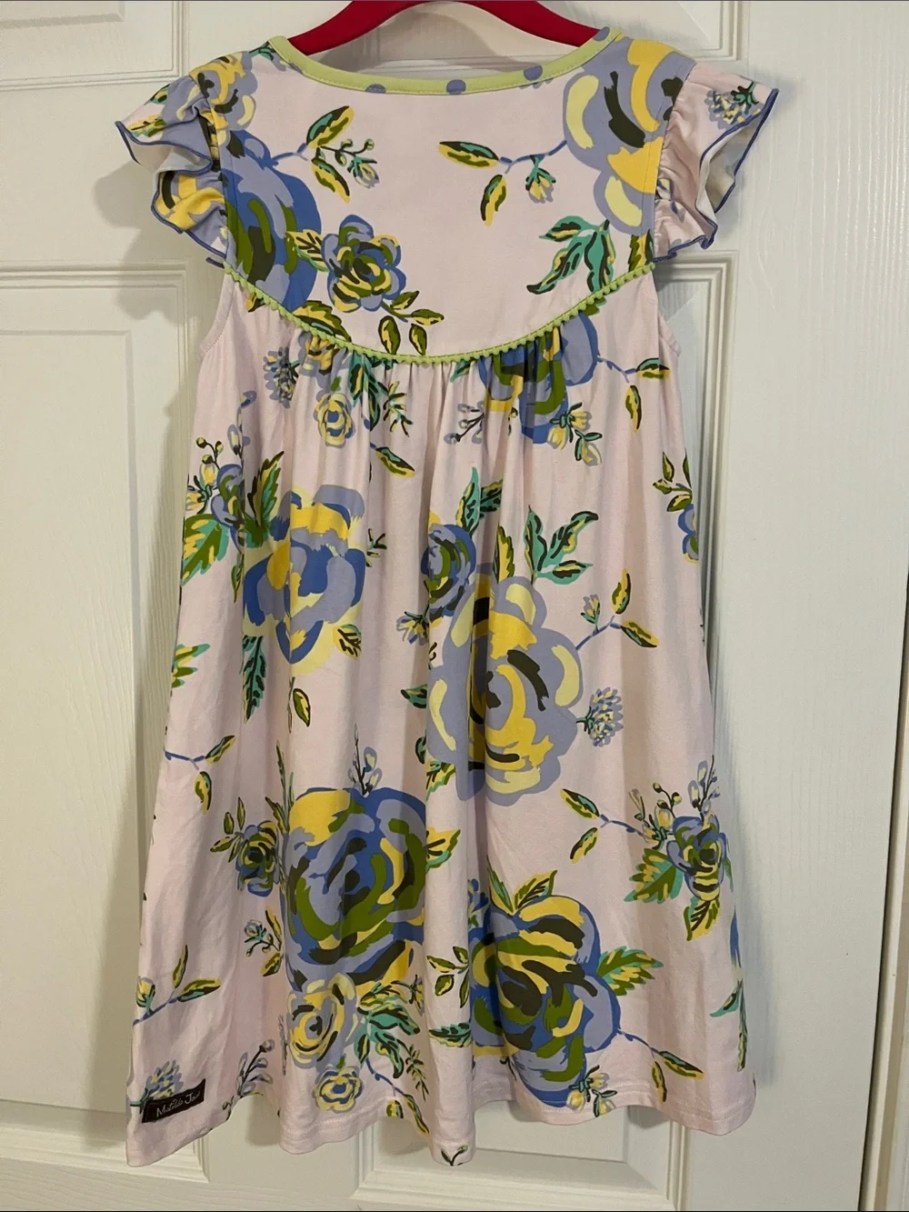 Matilda Jane Floral Flutter Sleeve Pearl Dress with Blue & Yellow Roses 6